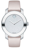 Movado 3600522 Bold Quartz Women's Watch – Glitter Silver Dial & Pink Leather Strap