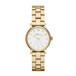 Marc Jacobs Baker White Dial Gold Steel Strap Watch for Women - MBM3247