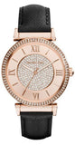 Michael Kors MK2376 Caitlin Quartz Women's Watch – Rose Gold Crystal Dial & Black Leather Strap