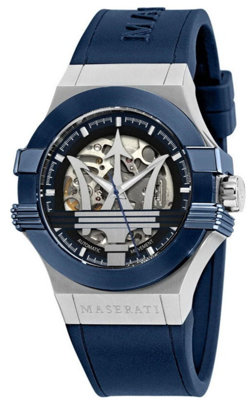 Maserati Potenza 42mm Blue Dial Automatic Silicone Strap Watch For Men - R8821108028