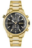 Hugo Boss 1513932 Globetrotter Chronograph Men's Watch – Black Dial & Gold Steel Bracelet