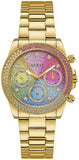 Guess GW0483L4 Confetti Chronograph Women's Watch – Rainbow Dial & Gold Steel Bracelet