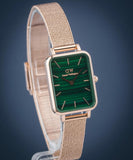 Daniel Wellington DW00100437 Quadro Melrose Women's Watch – Green Dial & Rose Gold Mesh Strap