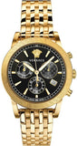 Versace VELT00419 Sport Tech Chronograph Quartz Men's Watch – Black Dial & Gold Steel Strap