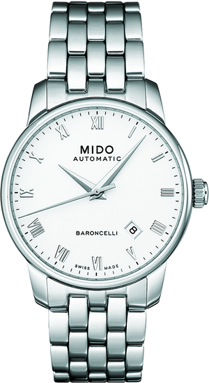 Mido Baroncelli II Automatic White Dial Silver Steel Strap Watch For Men - M8600.4.26.1