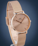 Daniel Wellington Petite Rose Gold Dial Rose Gold Mesh Bracelet Watch For Women - DW00100471