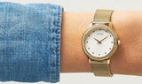 Guess W0647L7 Chelsea Crystals Women’s Watch – Mother of Pearl White Dial & Gold Mesh Bracelet