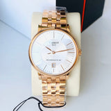 Tissot T Classic Carson Premium Automatic White Dial Rose Gold Steel Strap Watch for Men - T122.407.33.031.00