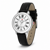 Michele Serein Silver Dial Black Leather Strap Watch for Women - MWW21B000011