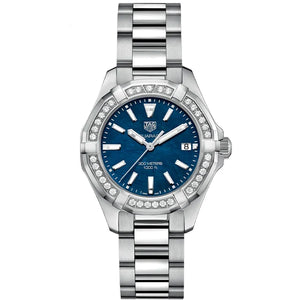 Tag Heuer Aquaracer Quartz Diamonds Blue Dial Silver Steel Strap Watch for Women - WAY131N.BA0748