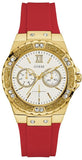 Guess GW0431L1 Diamonds Quartz Women's Watch – White Dial & Red Rubber Strap