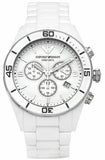 Emporio Armani AR1424 Ceramic Chronograph Men's Watch – White Dial & White Ceramic Strap
