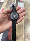 Armani Exchange Hampton AX2411 Men's Quartz Watch – Blue Dial Paired with Black Leather Strap