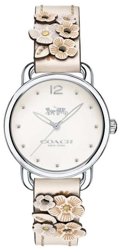 Coach Delancey White Dial Floral White Leather Strap Watch for Women - 14502760