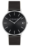 Coach Charles 14602149 Men's Watch – Black Dial with Black Leather Strap