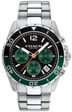 Coach Kent 14602557 Men's Chronograph Watch – Green Dial with Silver Steel Strap