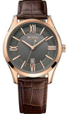 Hugo Boss 1513387 Ambassador Quartz Men's Watch – Grey Dial & Brown Leather Strap