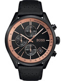 Hugo Boss 1513550 Grand Prix Chronograph Men's Watch – Black Dial & Black Leather Strap