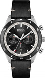 Hugo Boss 1513864 Chronograph Men's Watch – Black Dial & Black Leather Strap