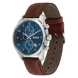 Hugo Boss Skymaster Blue Dial Brown Leather Strap Watch for Men - 1513940