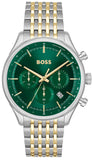 Hugo Boss 1514081 Gregor Chronograph Men's Watch – Green Dial & Two Tone Steel Strap