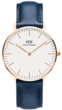 Daniel Wellington DW00100121 Classic Somerset Men’s Watch – White Dial with Blue Leather Strap