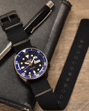 Seiko 5 Sports SBSA098 Automatic Men's Watch – Blue Dial & Black NATO Strap