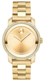 Movado 3600150 Bold Women's Watch – Gold Dial with Diamonds & Gold Steel Strap