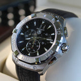 Tag Heuer Aquaracer Quartz Chronograph Black Dial Black Rubber Strap Watch for Men - CAY1110.FT6041