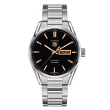 Tag Heuer Carrera Calibre 5 Automatic Black Dial Silver Steel Strap Watch for Men - WAR201C.BA0723