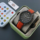 Fossil FS5512 Neutra Chronograph Men’s Watch – Grey Dial & Brown Leather Strap
