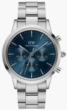 Daniel Wellington DW00100644 Iconic Chronograph Link Men's Watch – Blue Dial & Silver Steel Strap