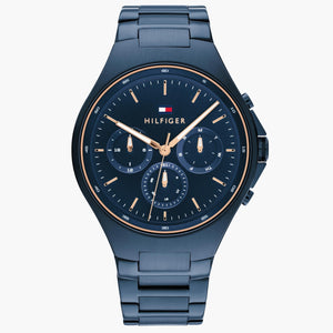 Tommy Hilfiger Justin Chronograph Blue Dial Blue Steel Strap Watch For Men - 1792058