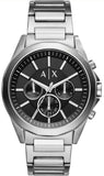 Armani Exchange Drexler AX2600 Men's Chronograph Watch – Black Dial with Silver Stainless Steel Strap