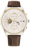 Tommy Hilfiger 1710501 Weston Chronograph Men's Watch – Silver Dial & Brown Leather Strap