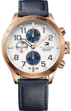 Tommy Hilfiger 1791139 Trent Quartz Men's Watch – White Dial & Blue Leather Strap