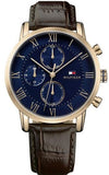 Tommy Hilfiger 1791399 Kane Chronograph Men's Watch – Blue Dial & Brown Leather Strap