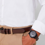 Tommy Hilfiger Denim Black Dial Brown Leather Strap Watch for Men - 1791478