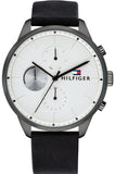Tommy Hilfiger 1791489 Lexor Men's Watch – Silver Dial & Black Leather Strap