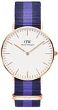 Daniel Wellington 0504DW Classic Swansea Women's Watch – White Dial & Two-Tone Nylon Strap