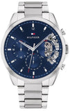 Tommy Hilfiger 1710448 Baker Quartz Men's Watch – Blue Dial & Silver Steel Strap