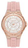 Michael Kors MK7334 Lennox Three-Hand Analog Women's Watch – White Dial & Pink Silicone Strap