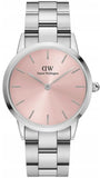 Daniel Wellington DW00100327 Iconic Link Women's Watch – Pink Dial & Silver Steel Strap