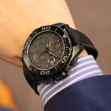 Tag Heuer Aquaracer Automatic Chronograph Special Edition Grey Titanium Dial Black Leather Strap Watch for Men - CAY218B.FC6370