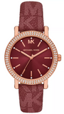 Michael Kors MKO1025 Corey Crystals Quartz Women's Watch – Red Dial & Red Leather Strap