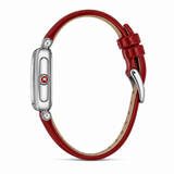 Michele Deco Mother of Pearl Dial Red Leather Strap Watch For Women - MWW06V000014