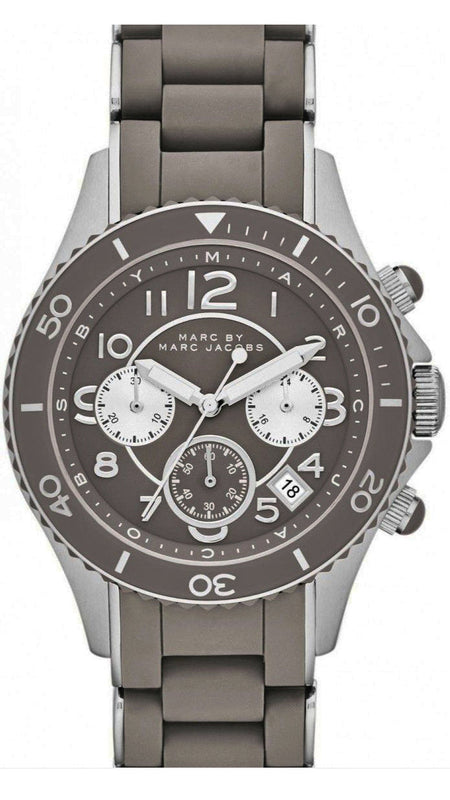 Marc Jacobs Rock Chronograph Grey Dial Grey Silicone Strap Watch for Women - MBM2595