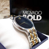 Movado 0606932 Veturi Quartz Men's Watch – Black Dial & Two-Tone Steel Strap
