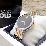 Movado 0606932 Veturi Quartz Men's Watch – Black Dial & Two-Tone Steel Strap