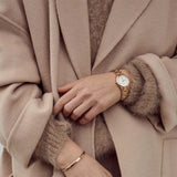 Daniel Wellington DW00100209 Iconic Link Women’s Watch – White Dial with Rose Gold Steel Bracelet